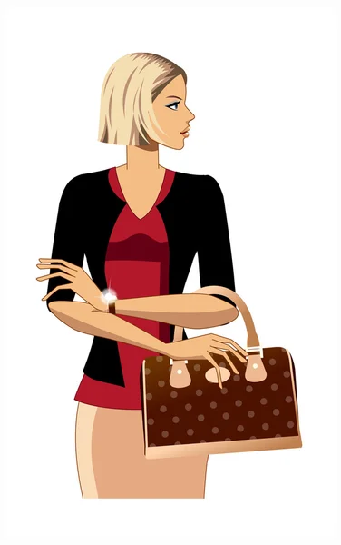 Closeup of woman holding bag — Stock Vector