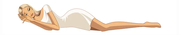 Vista lateral de la mujer durmiendo — Vector de stock