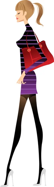 Mujer de moda ciudad — Vector de stock