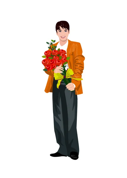 Man with flowers — Stock Vector