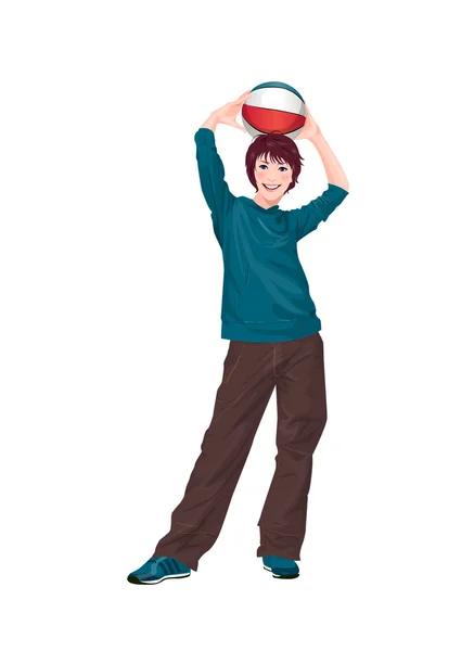 Спортивна жінка з м'ячем — стоковий вектор
