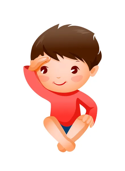 幸せな幼稚園の少年 — ストックベクタ