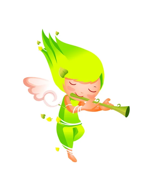 Angel playing pipe — Stock Vector