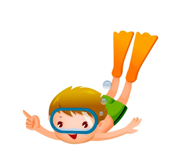 The boy was diving — Stock Vector