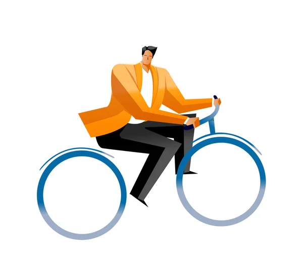 Hombre de negocios en bicicleta — Vector de stock