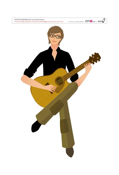 Known actor to play the guitar — Stock Vector