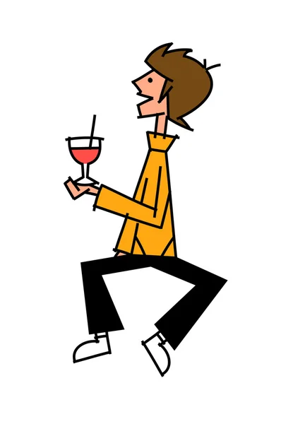 Boy with a cocktail on a white background — Stock Vector