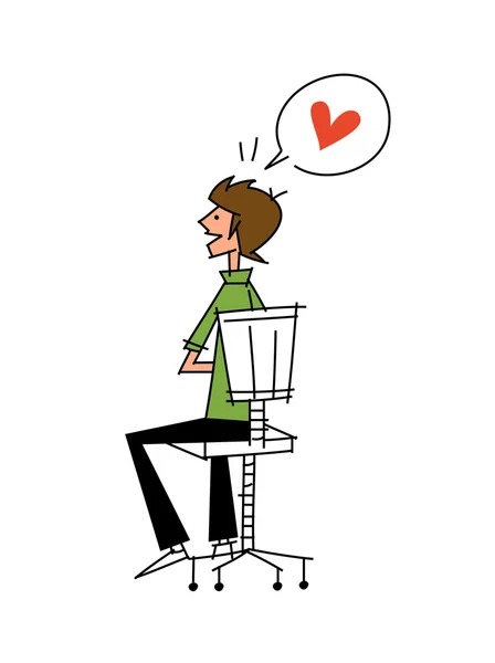 Love the guy sitting on a chair on a white background — Stock Vector