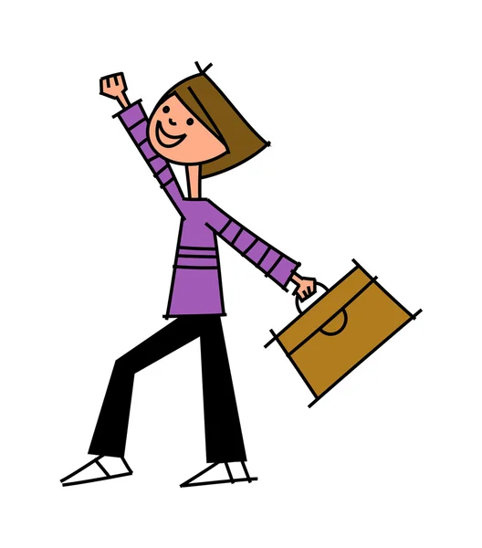 Young student holding a suitcase on white background — Stock Vector