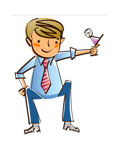 Young businessman holding a cocktail — Stock Vector