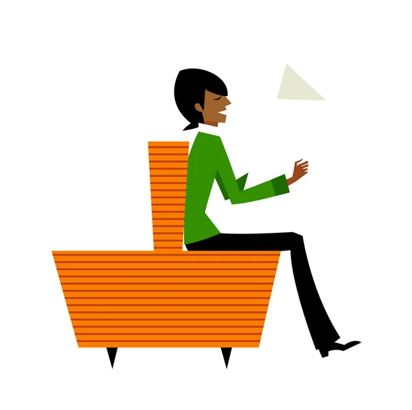 Stylish man sitting on a chair in the waiting room — Stock Vector