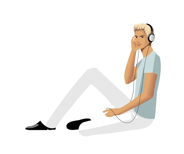 Homme élégant écoute de la musique — Image vectorielle