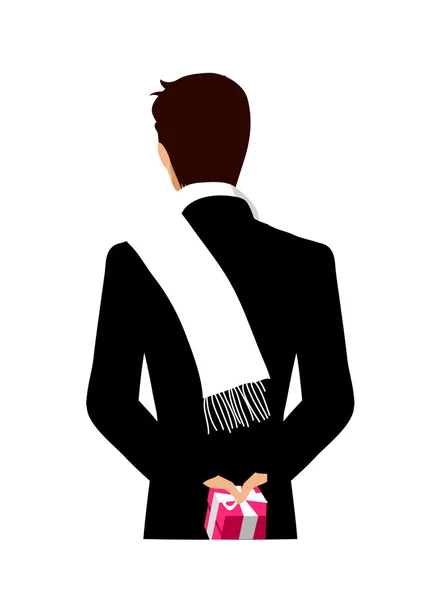 Businessman holding a gift box — Stock Vector