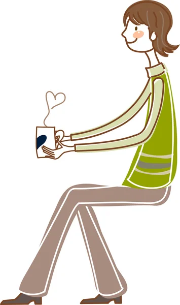 Hombre sosteniendo una taza de café — Vector de stock