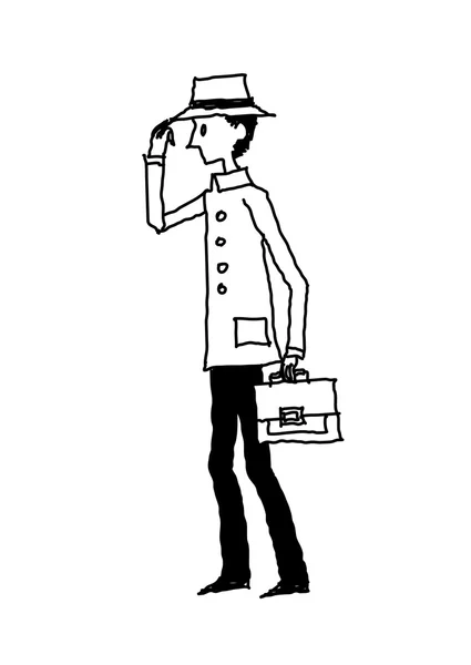 Uomo con in mano una valigia — Vettoriale Stock