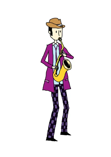 Man playing the saxophone — Stock Vector