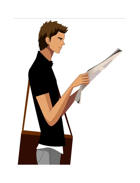 时尚阅读一份报纸的男人 — 图库矢量图片