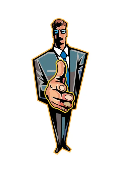 Poignée de main d'homme d'affaires sur un fond blanc — Image vectorielle