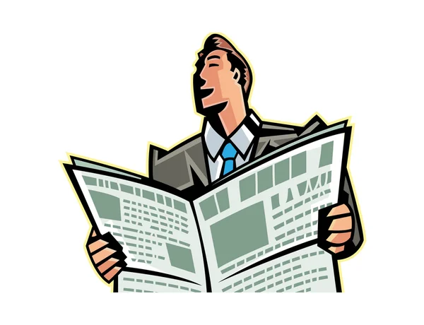 Businessman reading a newspaper — Stock Vector