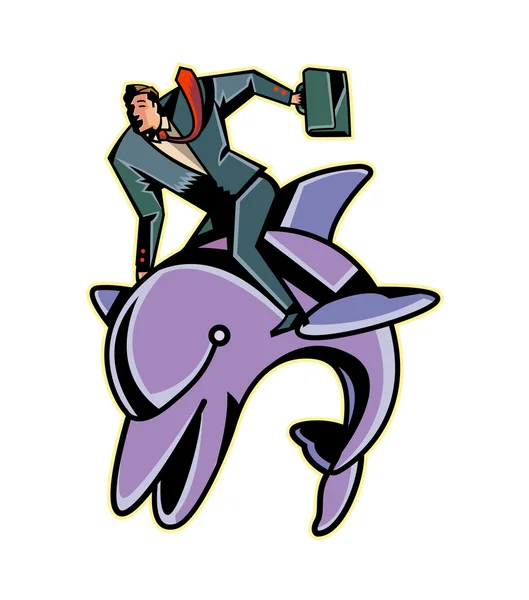 Podnikatel na delfín — Stockový vektor