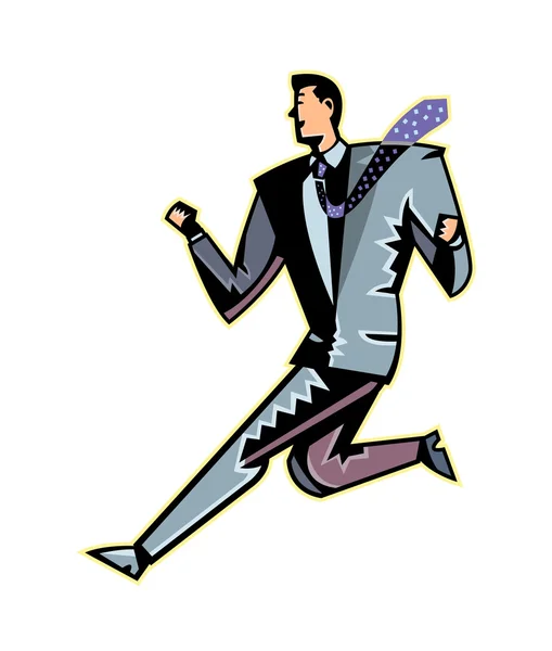 Feliz hombre de negocios corriendo sobre fondo blanco — Vector de stock