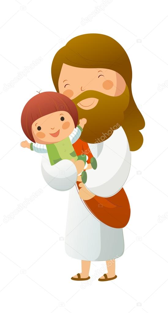 Jesus Christ holding girl — Stock Vector © zzve #13423326