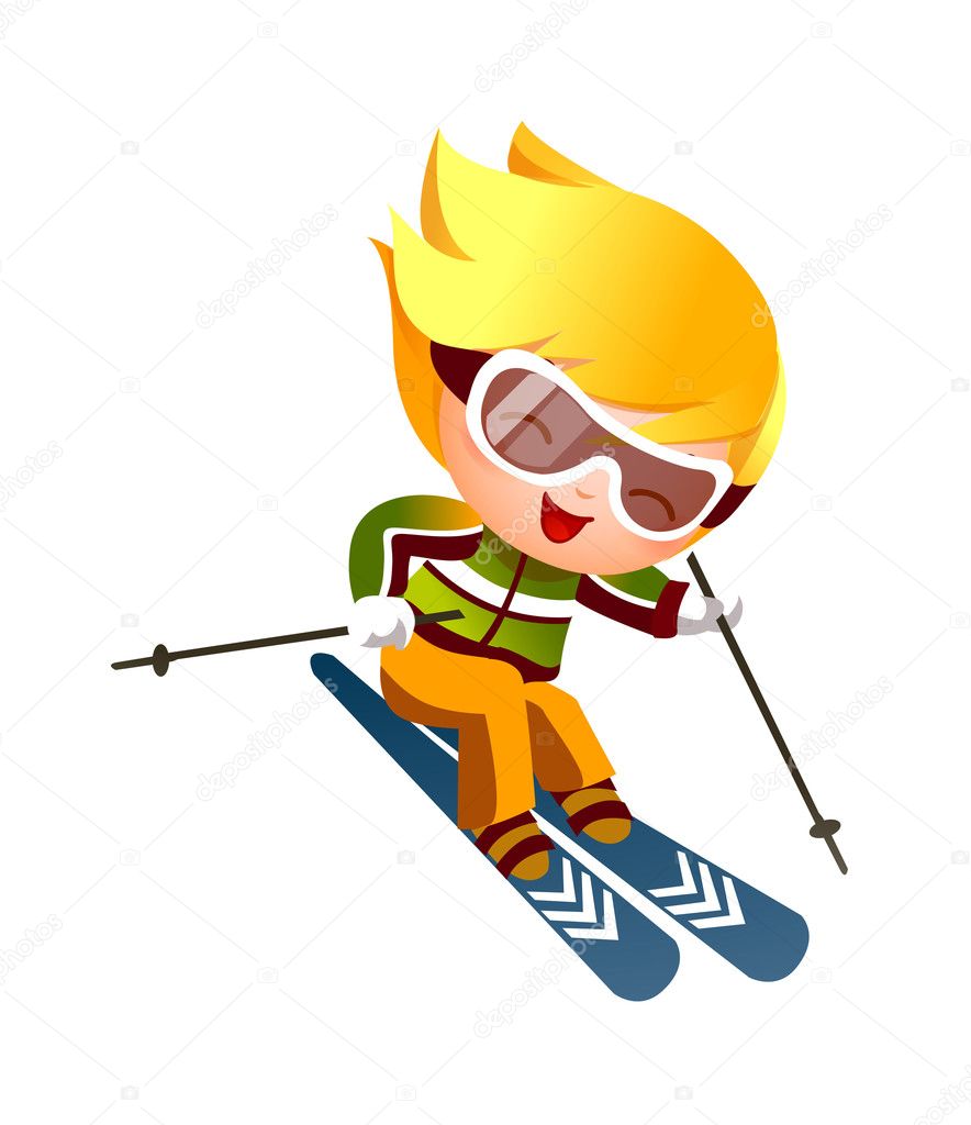 Boy Skiing