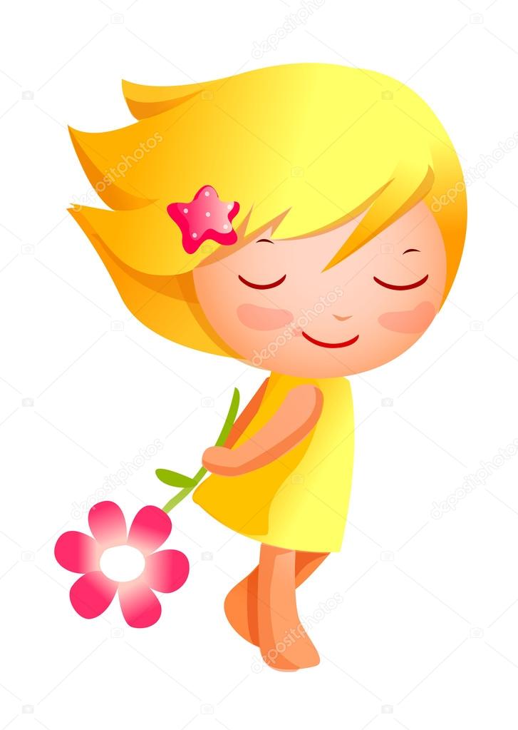 Cute girl holding flower