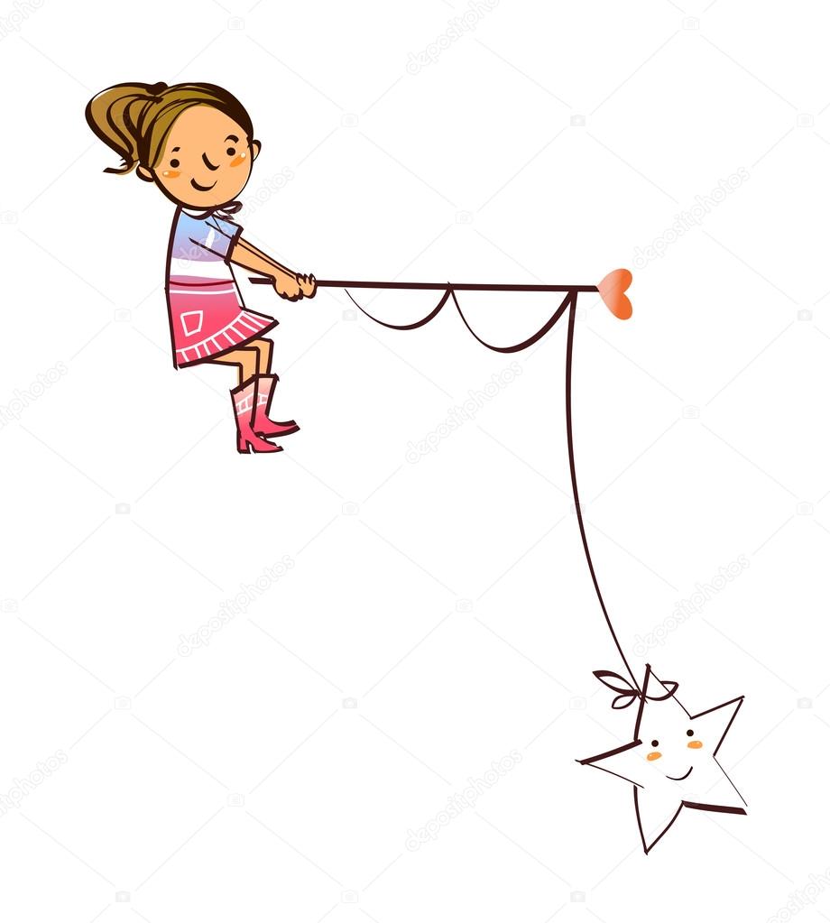 Girl fishing star