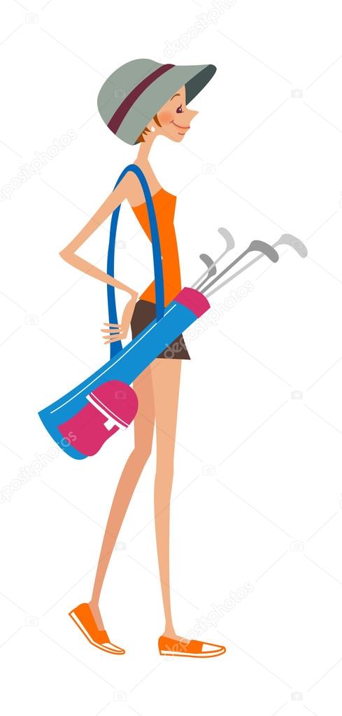 Woman with golf sticks