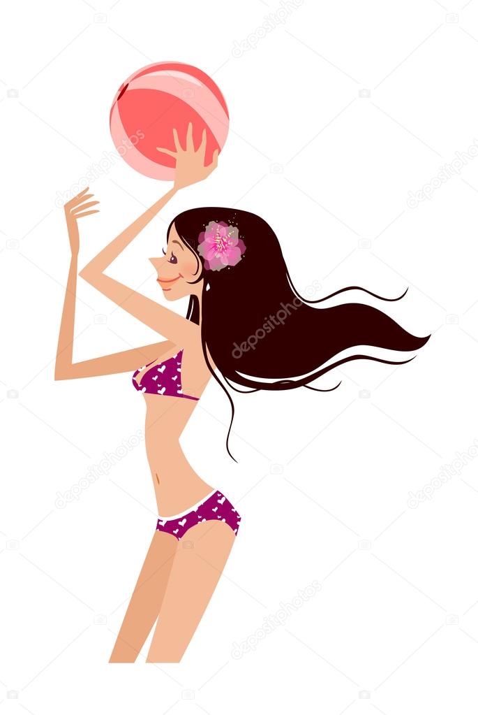 Sexy girl play beachball