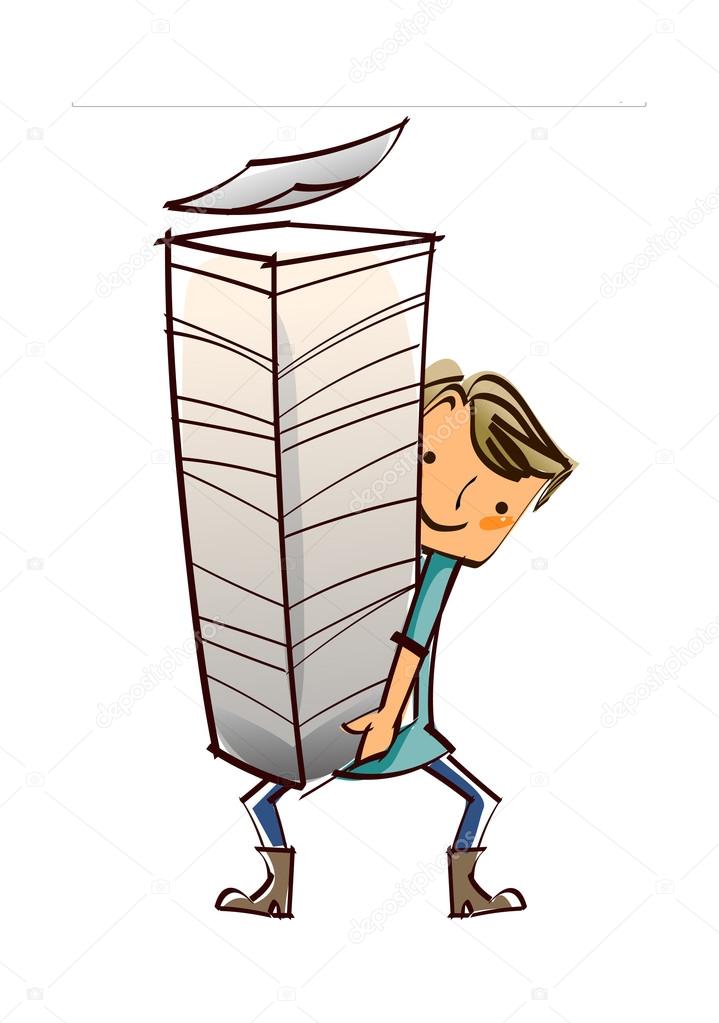 Boy holds stack of papers in the hands of