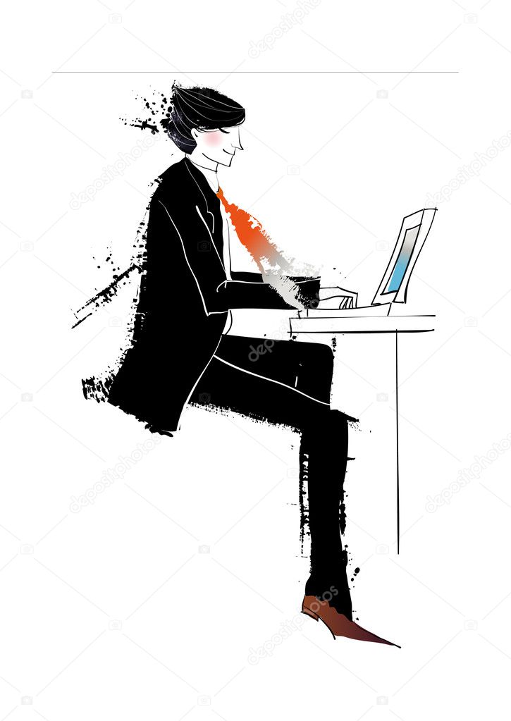 Businessman working at a laptop