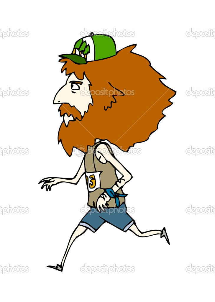 Funny unshaven runner