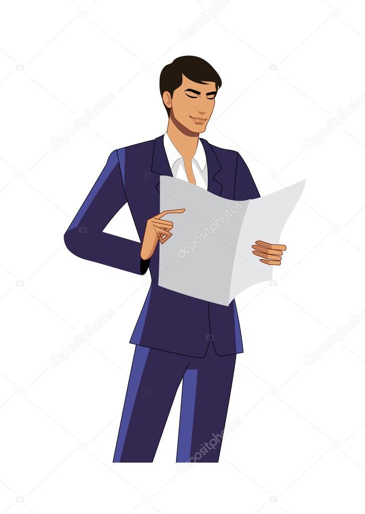 Businessman reading an important document