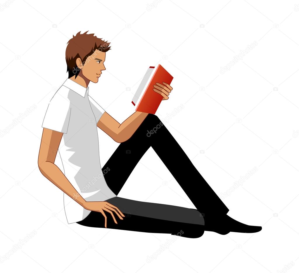 スタイリッシュな男性に座って本を読む ストックベクター C Zzve