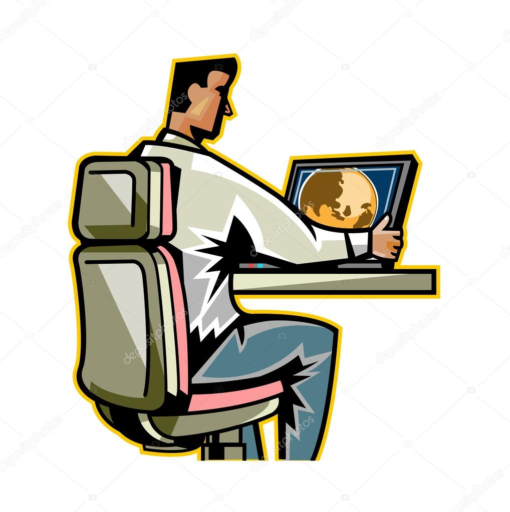 Businessman working at a computer