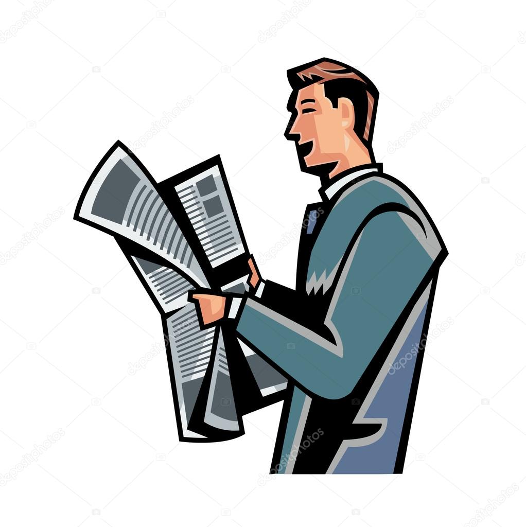 Businessman reading a newspaper