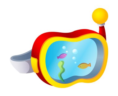 Mask for scuba diving and fish clipart