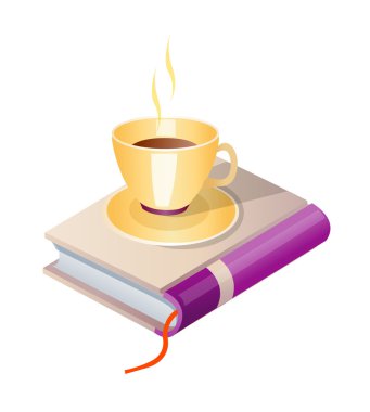 vektör simgesi kitap ve kahve