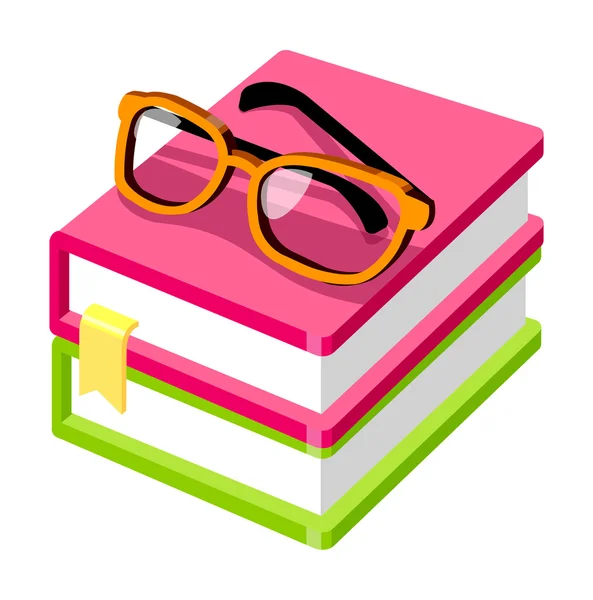 Books and glasses — Stock Vector
