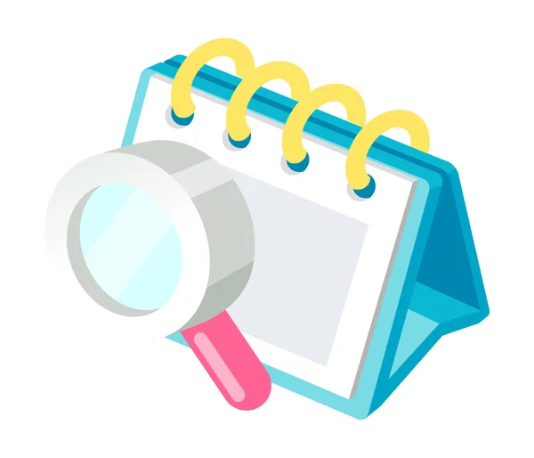 Calendar and magnifying glass — Stock Vector