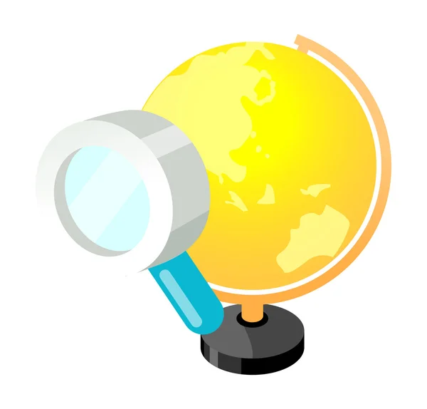 Globe and magnifying glass — Stock Vector