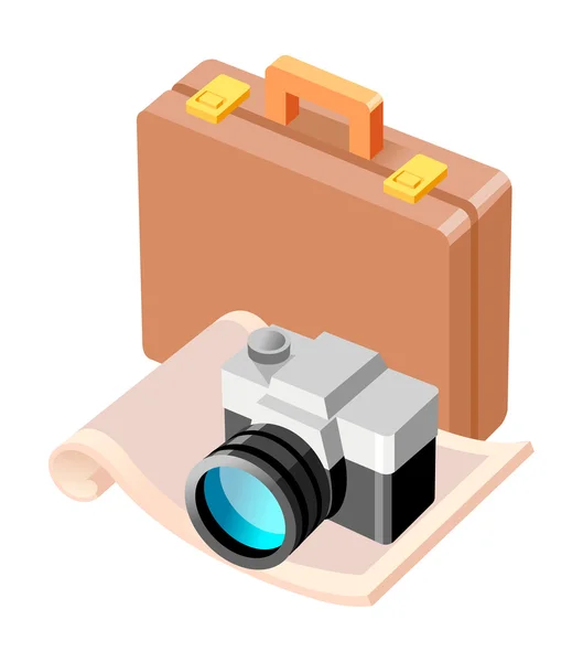 Valise et appareil photo — Image vectorielle