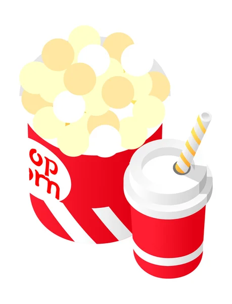 Popcorn und Trinken — Stockvektor