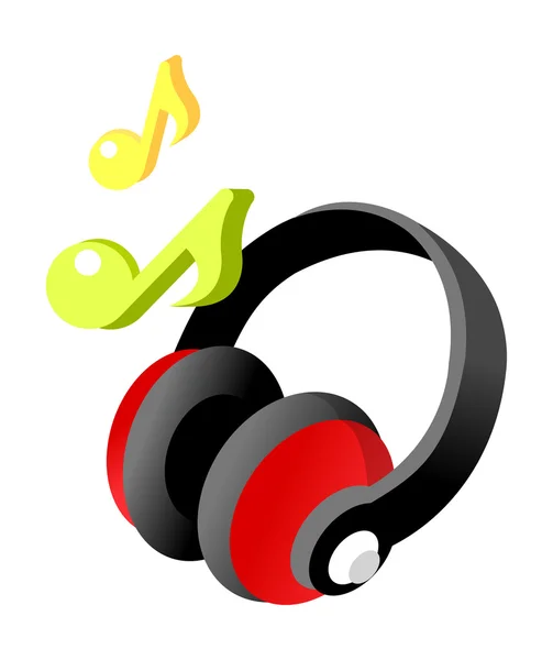 Auriculares y símbolo musical — Vector de stock