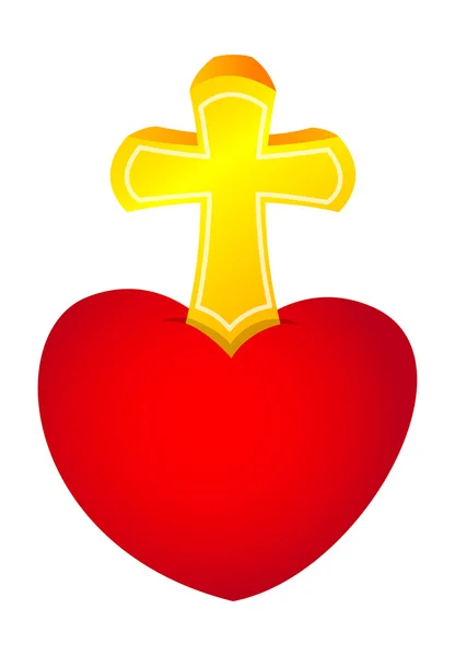 Heart and cross — Stockvector