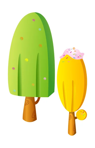 Deux arbres - l'un vert l'autre jaune — Image vectorielle
