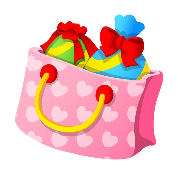 Bolsa rosa com presentes —  Vetores de Stock