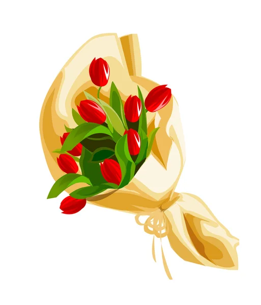 Ramo de tulipanes rojos — Vector de stock